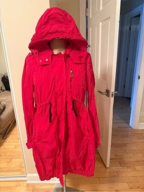 Moncler Bright Hot pink Hooded Cinch-Waist Trench Coat